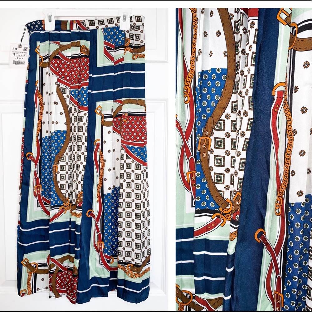 ZARA print pleated skirt